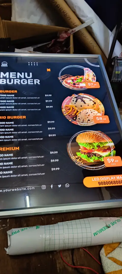 Clip-on light box made by LED Display Mart, Bengaluru